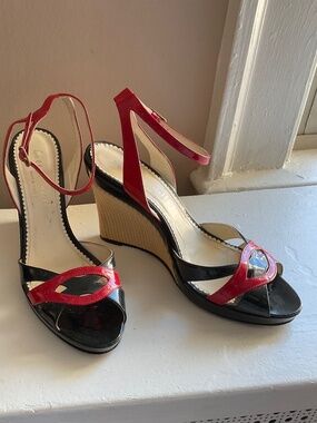 Red, White & Blue summer wedge sandals sz 7.5